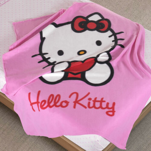 Plaid Hello Kitty 125x160 cm coperta in pile stampato idea regalo per bambini - Foto 1 di 4