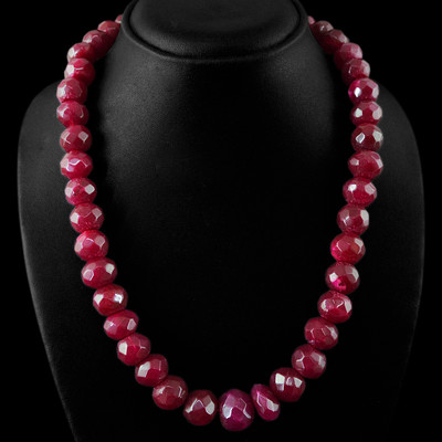 FABULOUS MOST AMAZING 745.50 CTS EARTH MINED RED RUBY BEADS NECKLACE STRAND