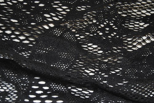 155cm x 110 cm schwarz Spitzenstoff Häkelstoff 100% Baumwolle Paisley Gothic - Bild 6 von 8