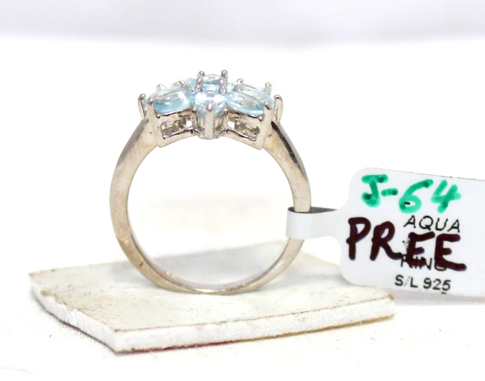 Ring 925 Sterling Silver Natural Aquamarine Gem Stone Handmade Women Gift F230 - Image 2 of 4