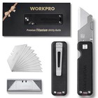 Premium TitaniumUtility Knife CNC Unibody G-10Handle Folding Box Cutter10 Blades