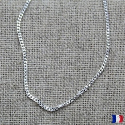 Chaîne De Cou Maille Forçat 60 cm En Argent Massif 925/000 Bijoux