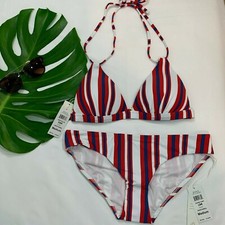 NWT B. Swim Stripe Pushup Bikini Top Full Bottom 2 Piece Set Summer Cute