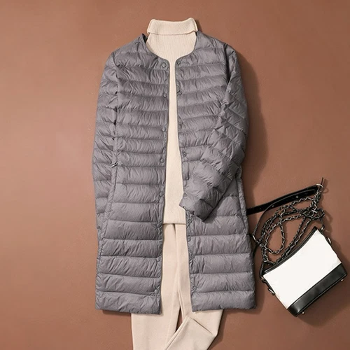 Womens Ultralight Packable Duck Down Jacket Puffer Winter Long Coats Parka - Picture 10 of 19