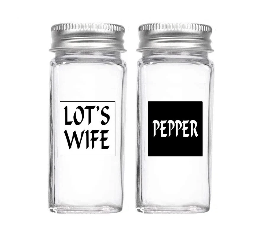 Lot's Wife Salt and Pepper Shaker Glass Bottle Set
