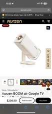 Aurzen BOOM Air Smart Projector Google TV 1080P Dolby 4K USB-C Portable - NIB