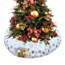 Warm Fluffy Plush Christmas Tree Pattern Cat Tunnel Bed Under Christmas Tree ...