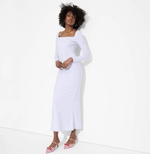 Wild Fable ButterBliss Maxi Bodycon Dress Women's Medium Auqa Blue Long Sleeve