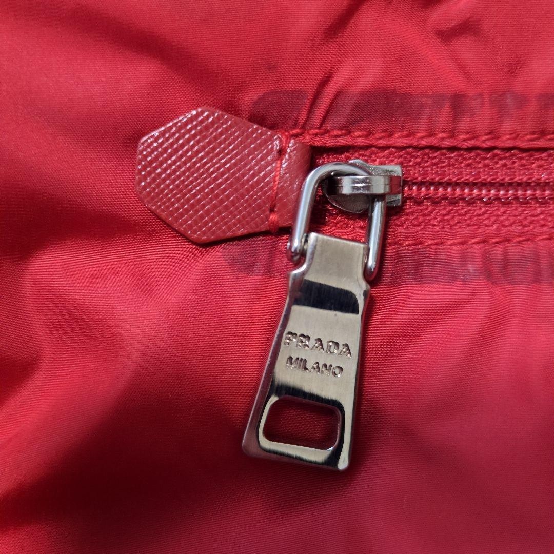 PRADA Tote Bag Triangle Logo All Over Pattern Large Capacity Red From Japan — image 12