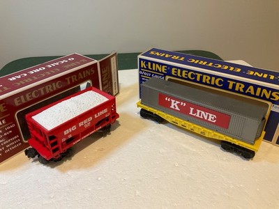K Line #90006 KCC OL&B Classic Ore Car & #6611 K Line Container Car w/OB s. T21
