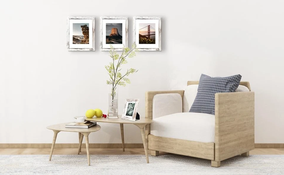 Rustic White 5x7 Picture Frames Wide Molding 3P in 1 set - Wall Mounting Mate... - Image 3 of 4