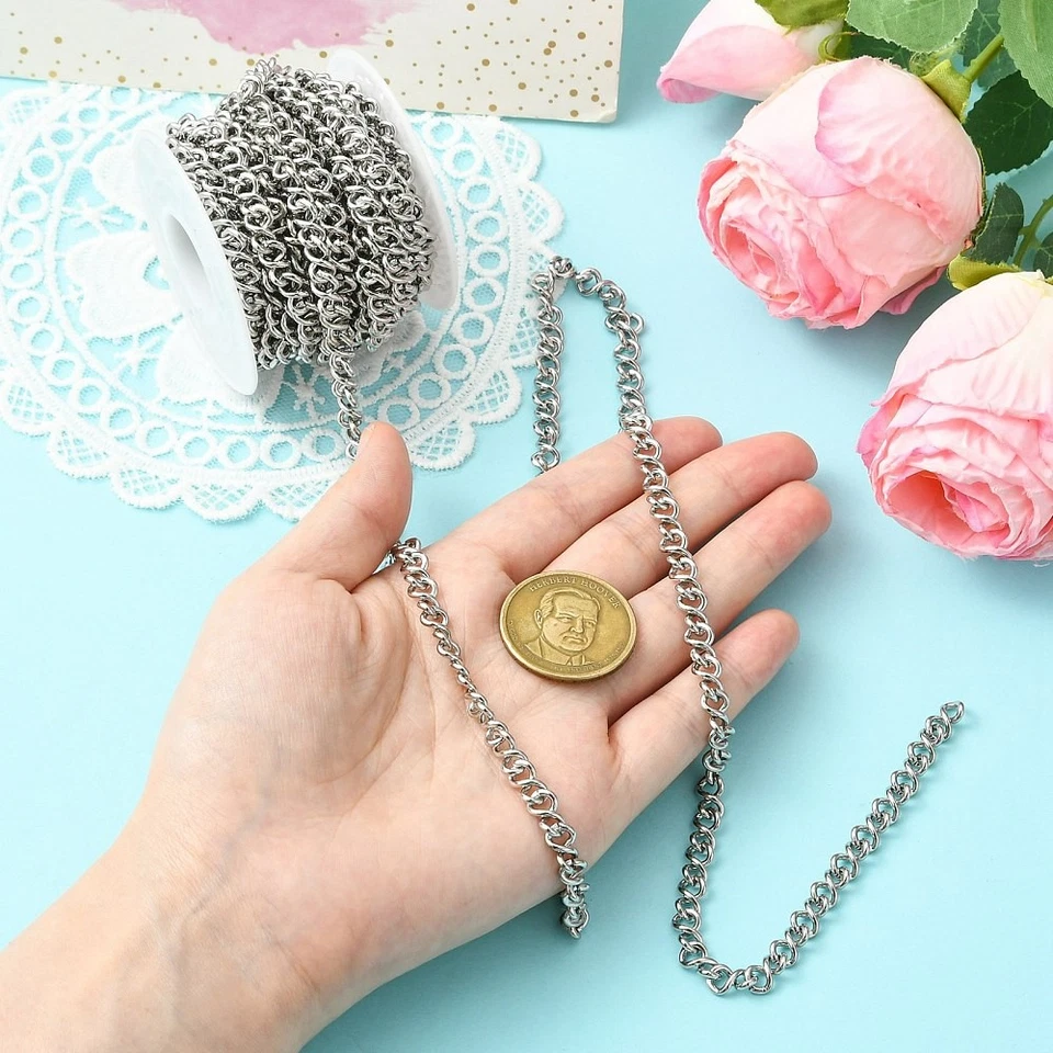 Collar Hágalo Usted Mismo Cadenas Torcidas Soldadas 1.4MM 5M, con Carrete Extensión Cadena Plata Foto 4 de 4