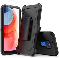 Motorola Moto G Play 2021 Case Screen Protector,Shockproof Full Body Belt Clip