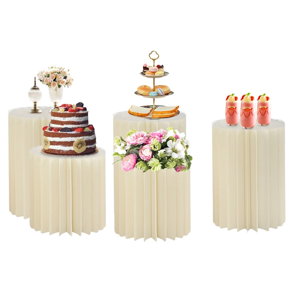 5 piezas soportes de exhibición de columna de papel plegables, soportes de flores de cilindro redondo para bodas Foto 2 de 4