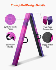 8FT Folding Gymnastics Balance Beam for Kids Wood Core Non-Slip w/ Carry Bag