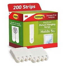 Command 5 LB Medium Picture Hanging Strips 100 White Adhesive Strip 200 Strips 0.25 per strip