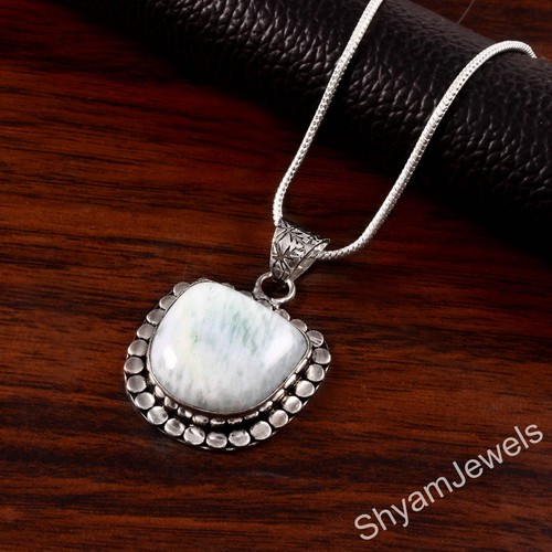 Atemberaubend Blau Larimar Edelstein Pendel 925 Sterlingsilber Handmade Schmuck - 第 1/4 張圖片