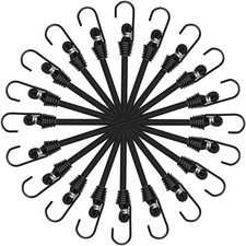Small Bungee Cords, 6 Inch Heavy Duty Rubber Straps, 10Pcs, Black