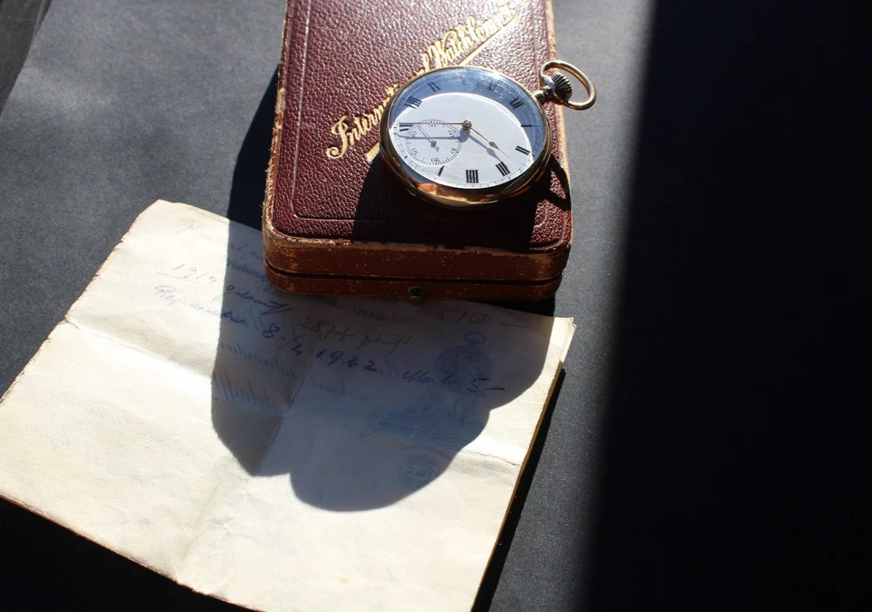 RELOJ BOLSILLO ANTIGUO IWC ORO MACIZO 14K 1915 CON CAJA/PAPEL ORIGINAL Foto 3 de 4