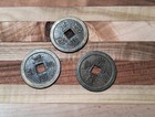 3 Ancient Chinese Metal Bronze Coin Charm Token Medal China Vtg Square Hole