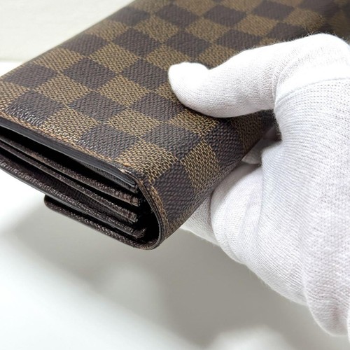 Louis Vuitton Long Wallet Portefeuille Sarah Damier N61734 Brown Authentic - Picture 15 of 17