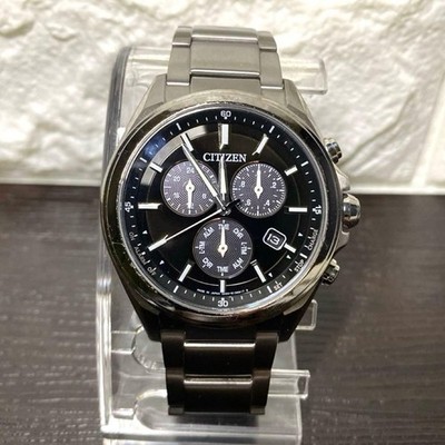 CITIZEN Attesa E820 schwarzes Zifferblatt Titan Solar Chronograph Uhr aus Japan
