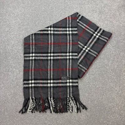 Burberry London Schal 58x12 cm grau 100% Lammwolle Made England Nova Check