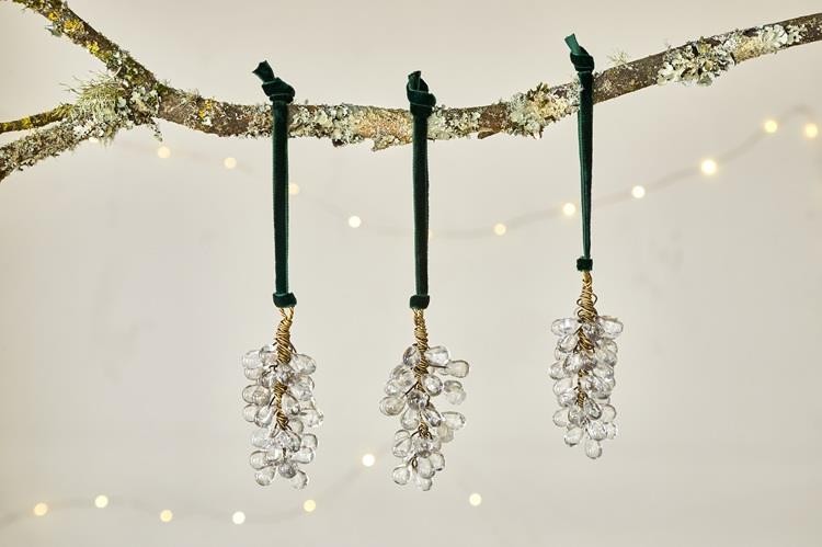 Danvi Glass Drop Baubles - Brass & Clear - Set of 3 - DB5501 - Nkuku