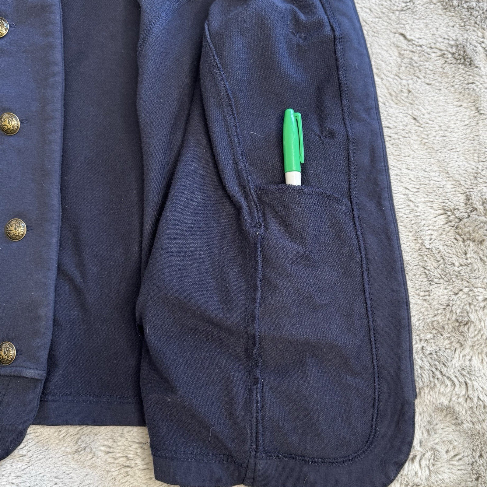 Tommy Hilfiger Sz M Navy Blue  Open Blazer Jacket Military Jersey Knit Blazer thumbnail 14