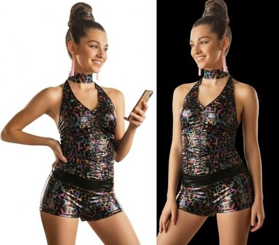 Can't Be Tamed Child Large Jazz Tap Dance Costume Hip Hop Pleather Biketard New