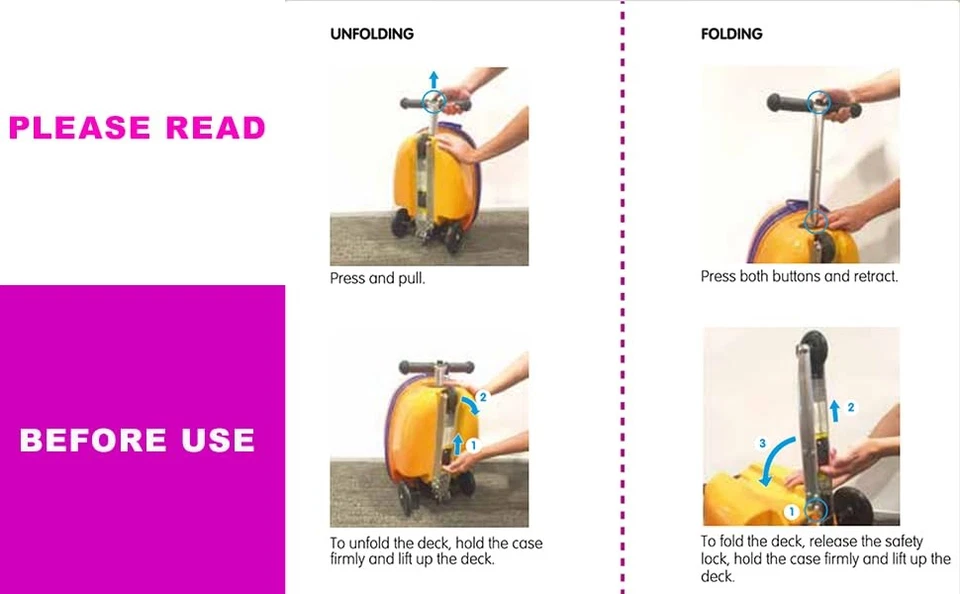 Maleta Scooter Niños Búho - Equipaje Plegable Niños con Ruedas - Multifuncional... Foto 3 de 4