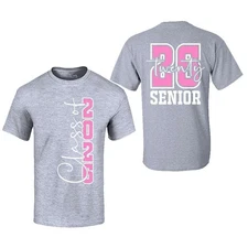 Pink Class of 2026 Double Sided T-shirt Senior Graduate Shirt