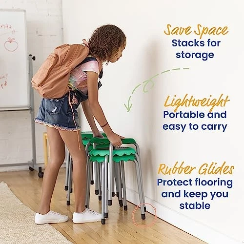 JUEGO TABURETE APILABLE MARGARITA ECR4KIDS ASIENTO FLEXIBLE ESMERALDA 8 PIEZAS ESMERALDA Foto 4 de 4