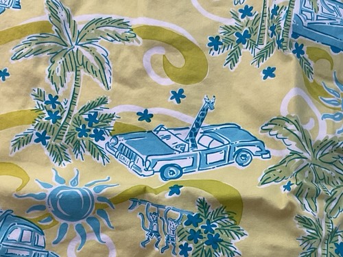 Lilly Pulitzer Blue & Green Beach/Car Faux Wrap Dress;Girls Size 12 - Picture 4 of 12