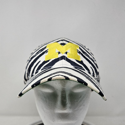 Michigan Wolverines Hat Cap Snap Back NCAA Zebra Print Mens Football Black White