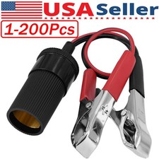 Car Battery Alligator Clamp Cable Clip Cigarette Lighter Adapter Socket 12V Lot