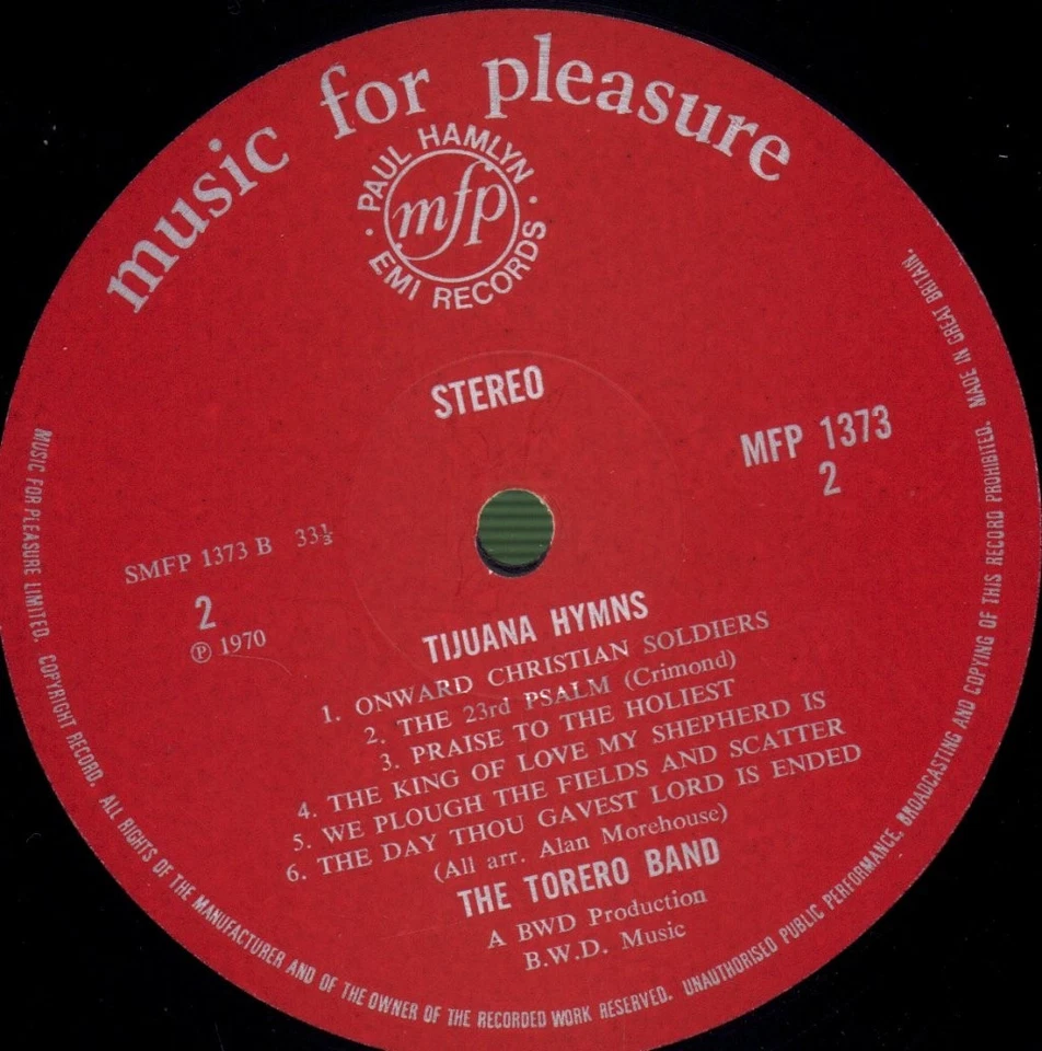 Torero Band Tijuana Hymns LP vinyl UK Music For Pleasure with label inner - Image 4 of 4