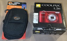 Nikon Coolpix L26 Red Digital Camera W/8GB SD Card, Carry Strap,Case  Orig. Box