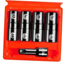  5-Piece 1/2" Drive Lug Nut Impact Socket Set, Include 17mm×19mm, 21mm×22mm, 
