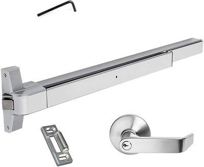 Push Bar Panic Exit Device for Emergency Exit Doors Painted Aluminum, with Exter