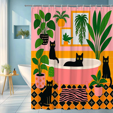 Colorful Cat Shower Curtain for Fun Bathroom Decor