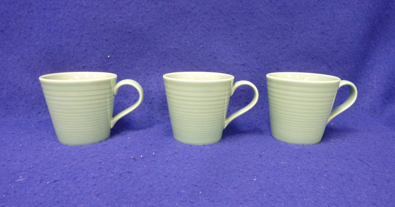 LOT OF 3 ROYAL DOULTON  GORDON RAMSAY LIGHT BLUE AQUA COFFEE/TEA MUGS