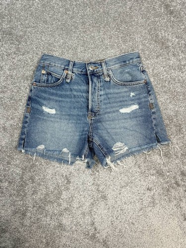 Free People We The Free Damenshorts 25 blau abgeschnitten abgenutzt ausgefranster Saum Strand