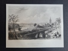 Antique Print (1838) - Town of Dumfries - Scotland - WH Bartlett