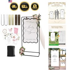 Wedding Welcome Sign Stand Easel Holder for Signs Black with Ground Stakes