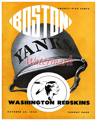 1946 Boston Yanks vs Washington Redskins Game Program Cover REPRINT 8 X ...