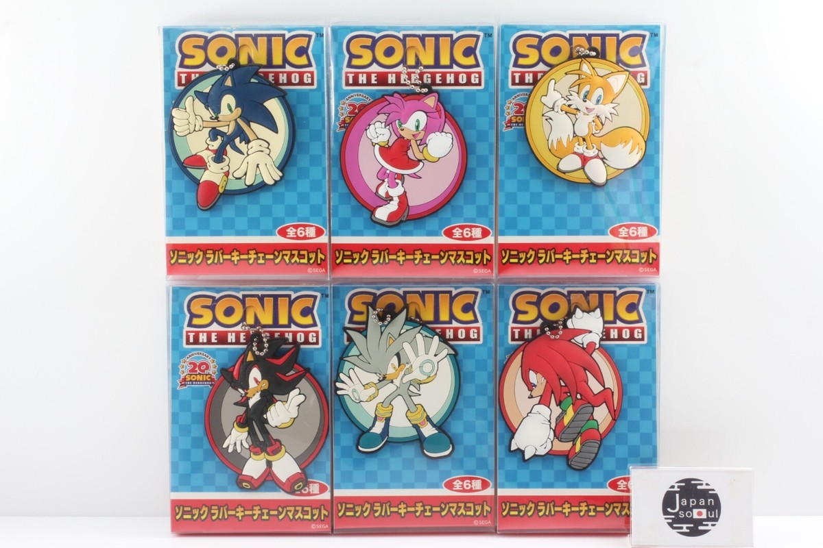 SONIC THE HEDGEHOG Rubber Keychain Mascot All 6 Types Set 20th