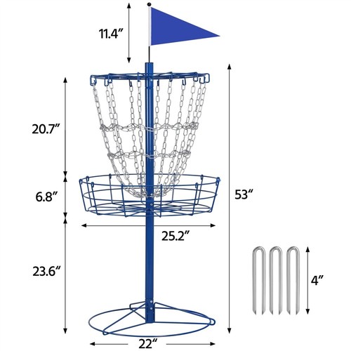 Portable Disc Golf Basket Practice Game Target Cross Chain Outdoor Trapper Blue - Picture 2 of 11