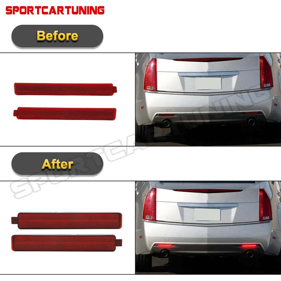 Red Bumper LED Reflector Light For Chevrolet Equinox Trailblazer SS Cadillac CTS Foto 3 de 4