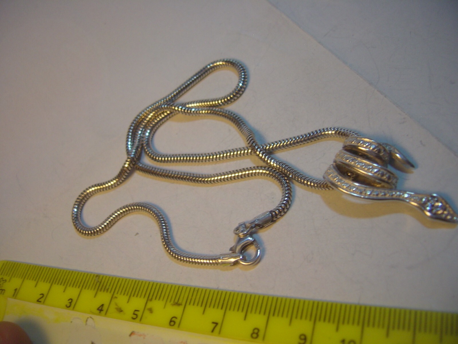 Solid Silver 16" Chunky Snake Chain &Superb Cubic… - image 11